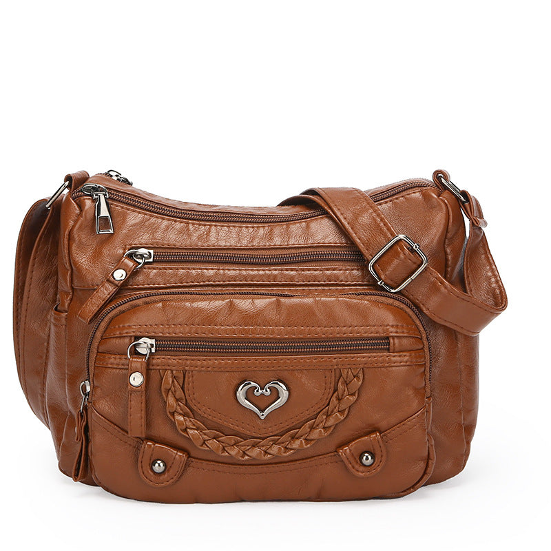 Women’s Multi-Zip Shoulder Bag – Lightweight Large Capacity Handbag