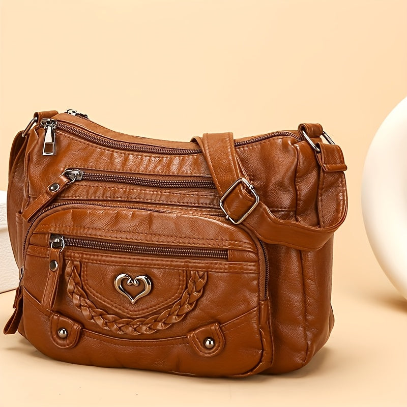 Women’s Vintage Multi-Pocket Crossbody Bag – Large Capacity Everyday Purse