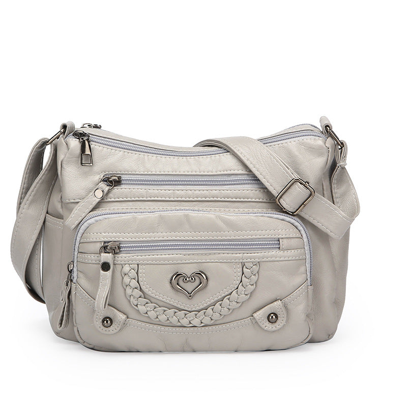 Women’s Multi-Zip Shoulder Bag – Lightweight Large Capacity Handbag