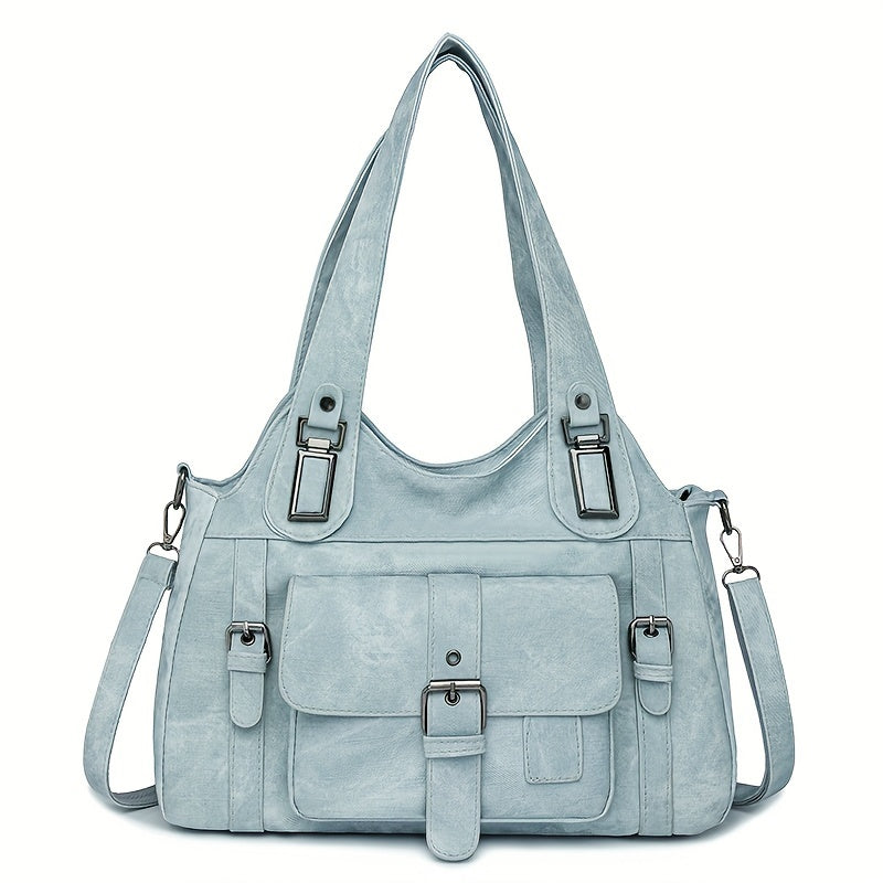 Women’s Vintage Tote Bag – Large Capacity Shoulder Purse with Detachable Strap