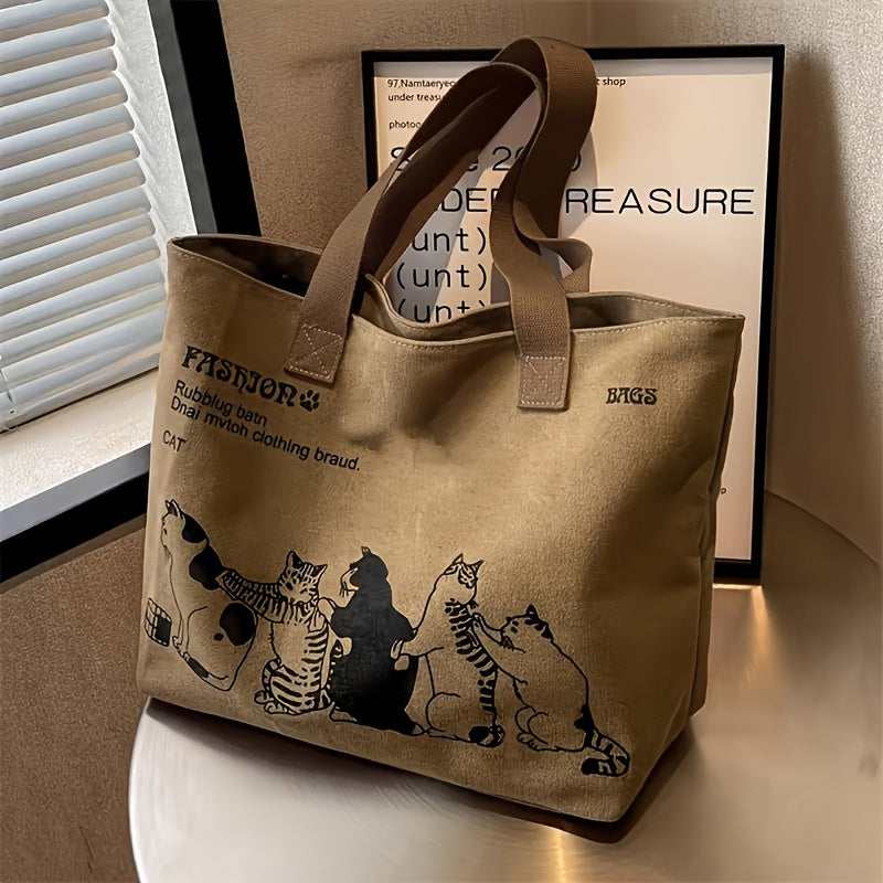 Women’s Canvas Tote Bag – Spacious Zipper Shoulder Bag for Work & Everyday Use