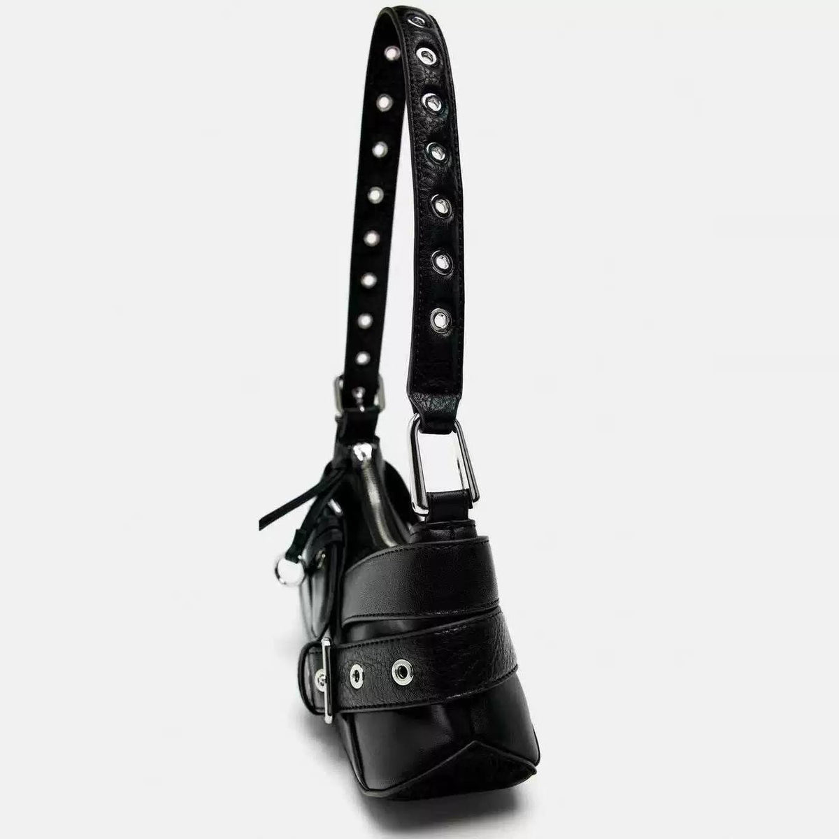 Women's Vintage Moto Shoulder Bag – Retro Buckle Hobo Purse