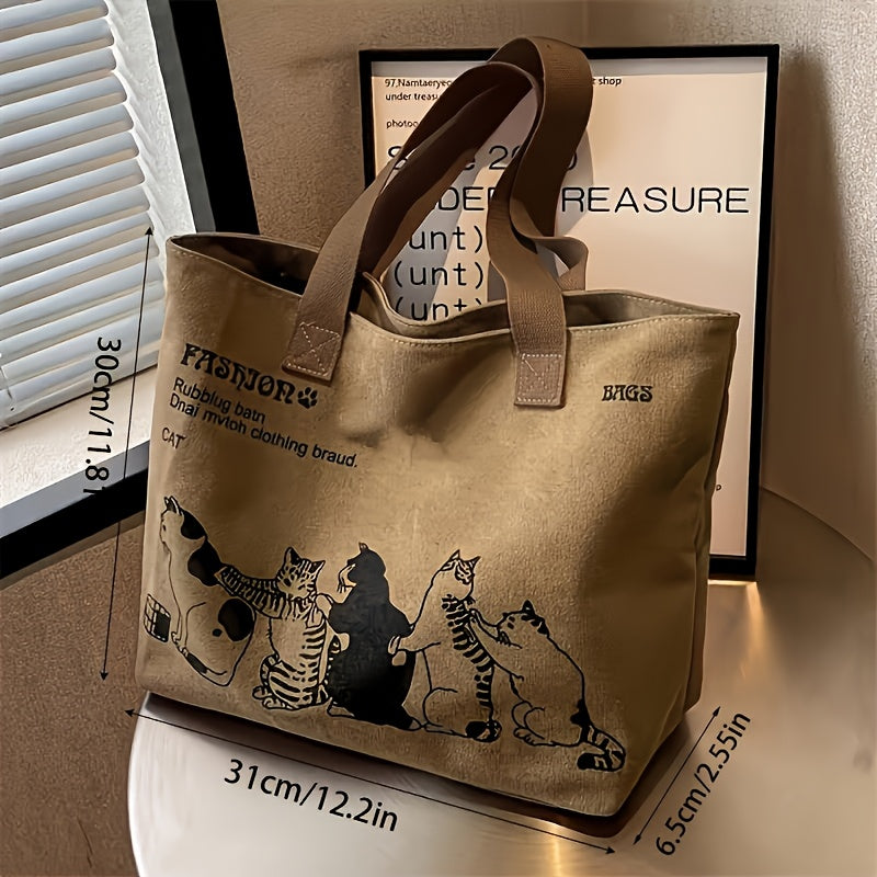 Women’s Canvas Tote Bag – Spacious Zipper Shoulder Bag for Work & Everyday Use