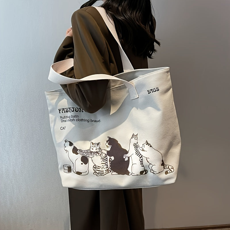 Women’s Canvas Tote Bag – Spacious Zipper Shoulder Bag for Work & Everyday Use