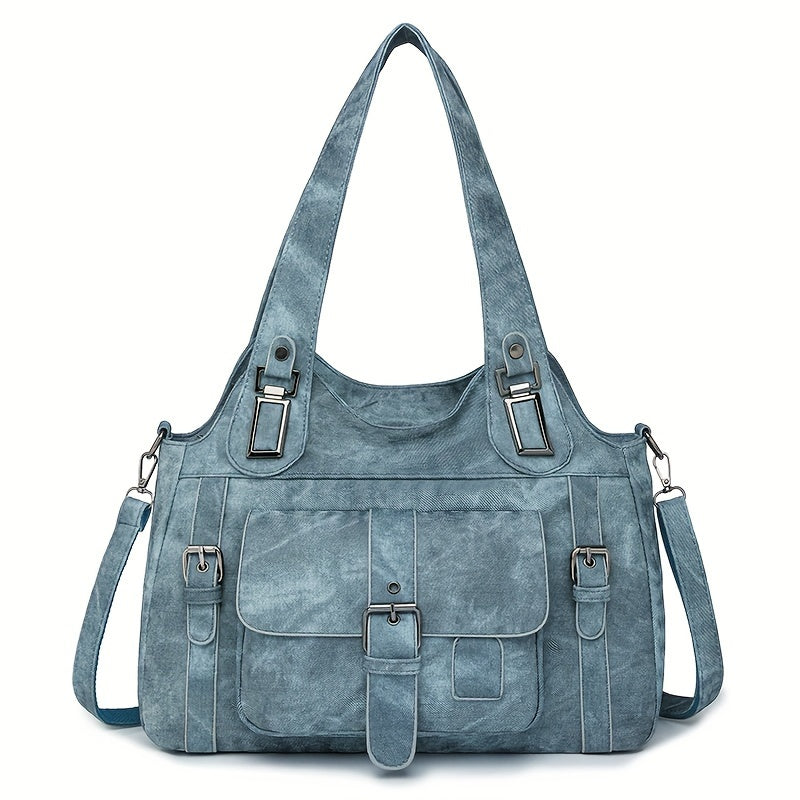 Women’s Vintage Tote Bag – Large Capacity Shoulder Purse with Detachable Strap
