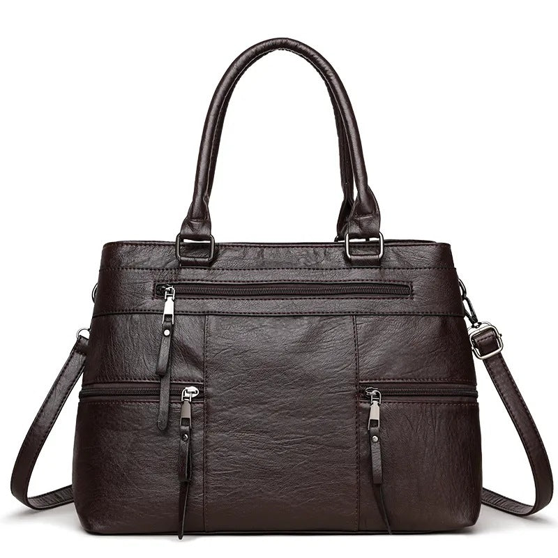 Women’s Vintage Multi-Compartment Shoulder Bag – Spacious Crossbody & Handbag