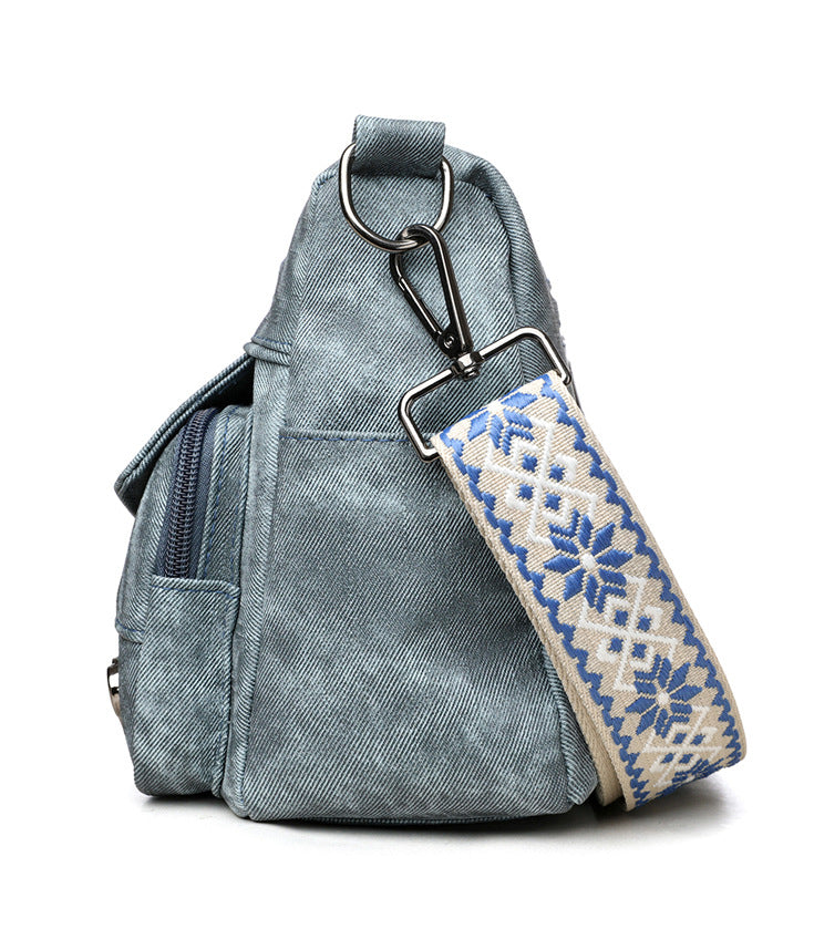 Women’s Boho Multi-Pocket Crossbody Bag – Vintage Shoulder Purse