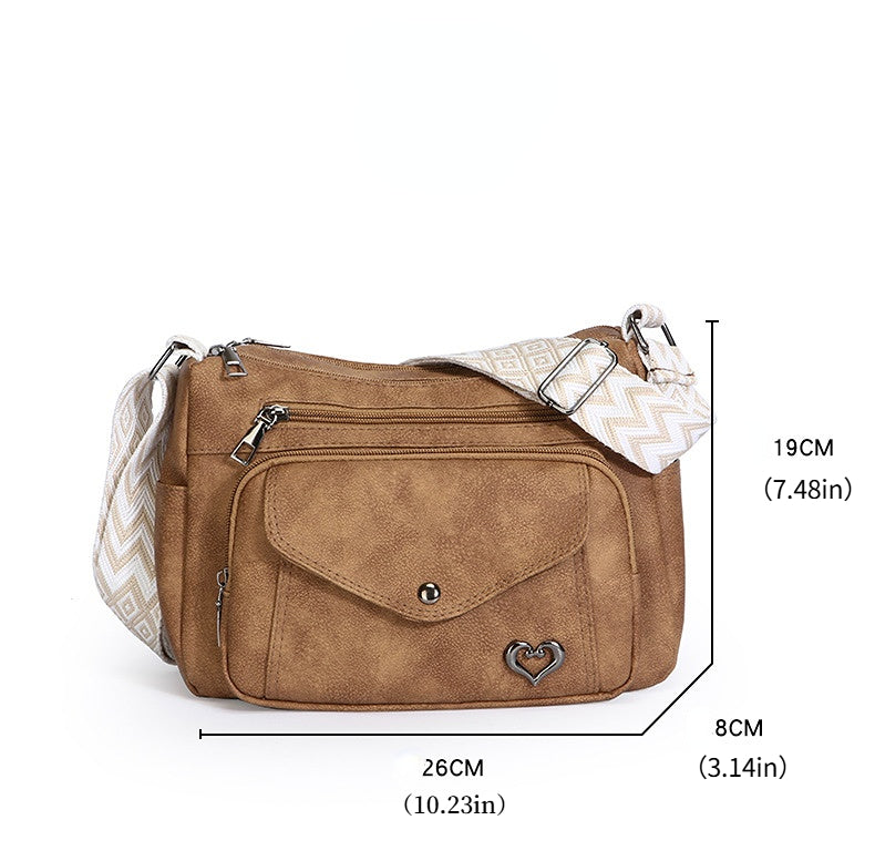 Vintage Crossbody Bag – Multi-Pocket Everyday Purse for Women