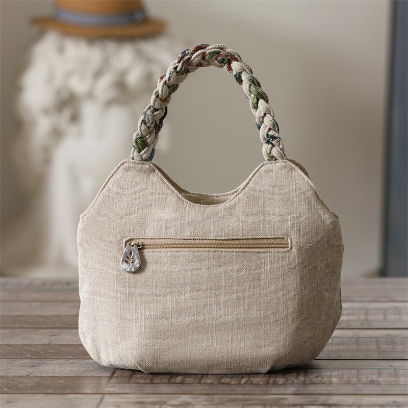 Handwoven Boho Floral Tote Bag – Foldable Vacation Handbag for Women