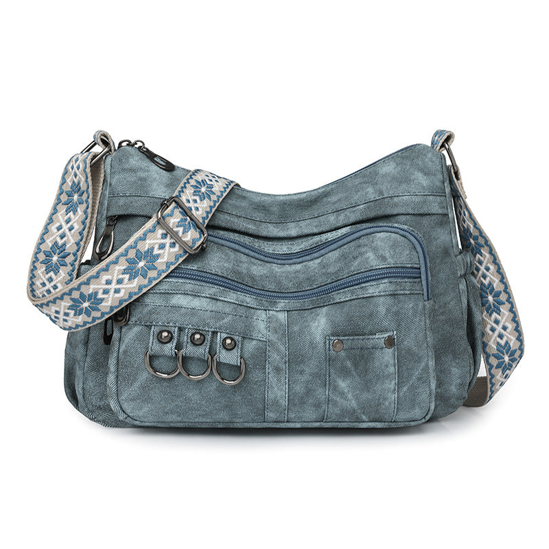 Women’s Lightweight Shoulder Bag – Vintage Multi-Pocket Crossbody Purse