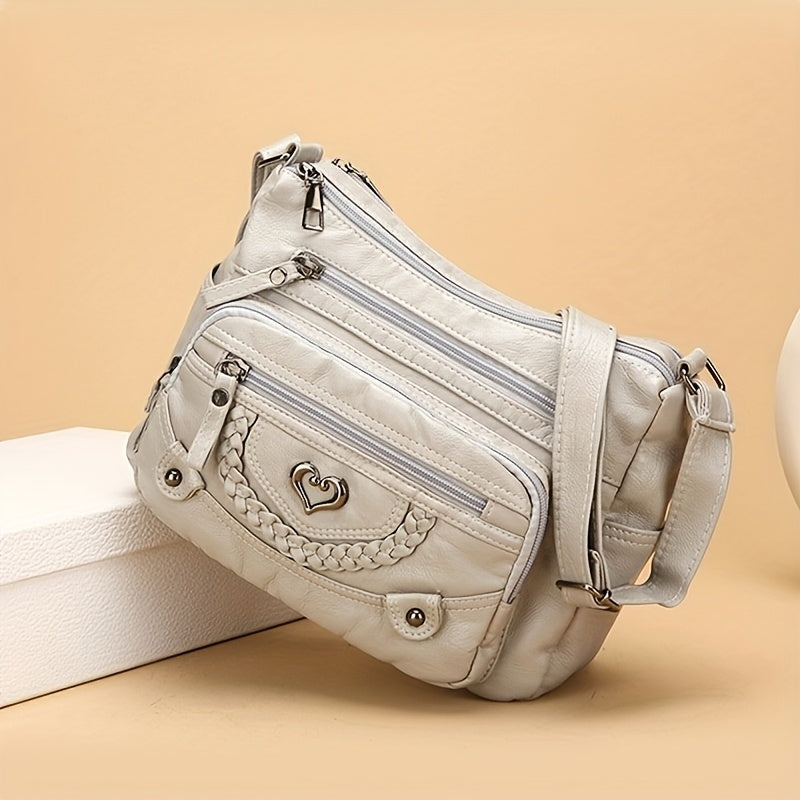 Women’s Multi-Zip Shoulder Bag – Lightweight Large Capacity Handbag