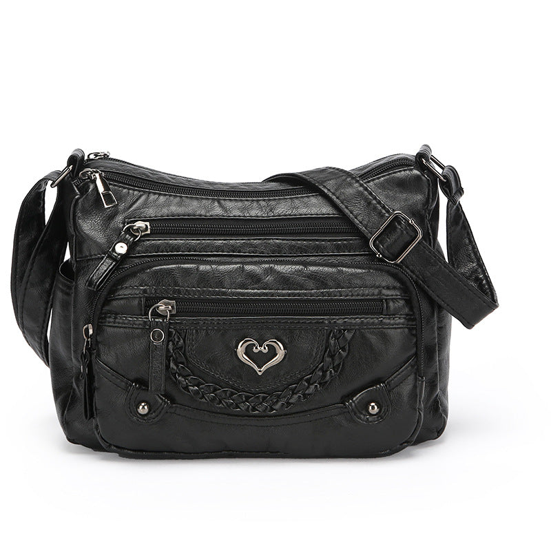 Women’s Multi-Zip Shoulder Bag – Lightweight Large Capacity Handbag