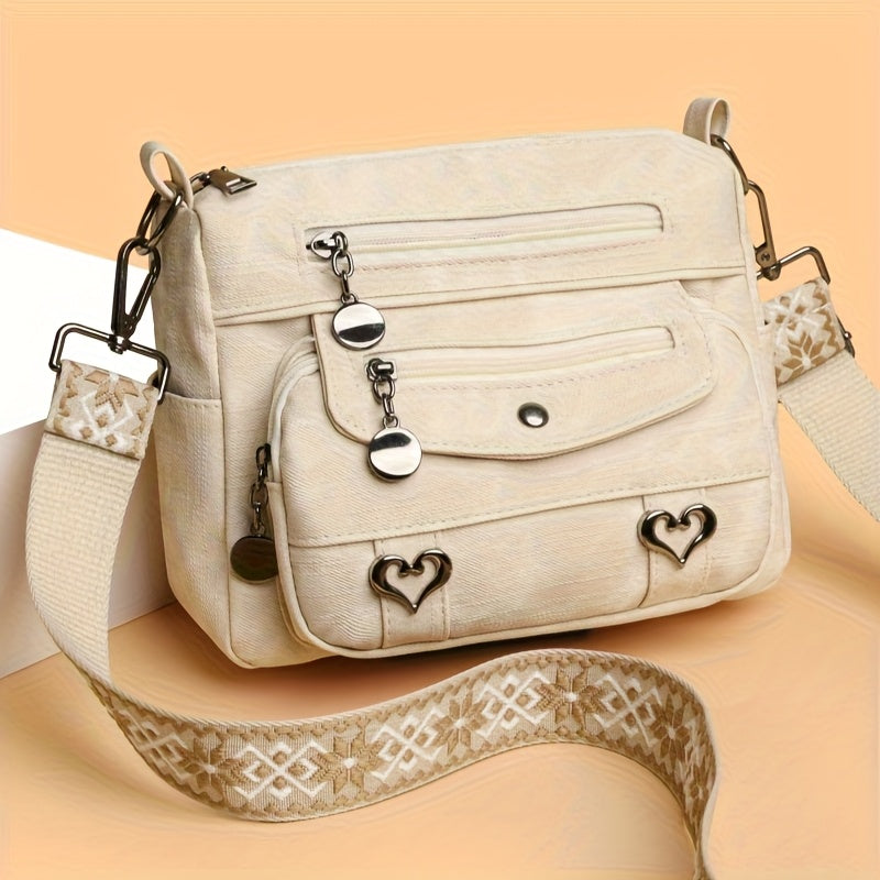 Women’s Boho Multi-Pocket Crossbody Bag – Vintage Shoulder Purse