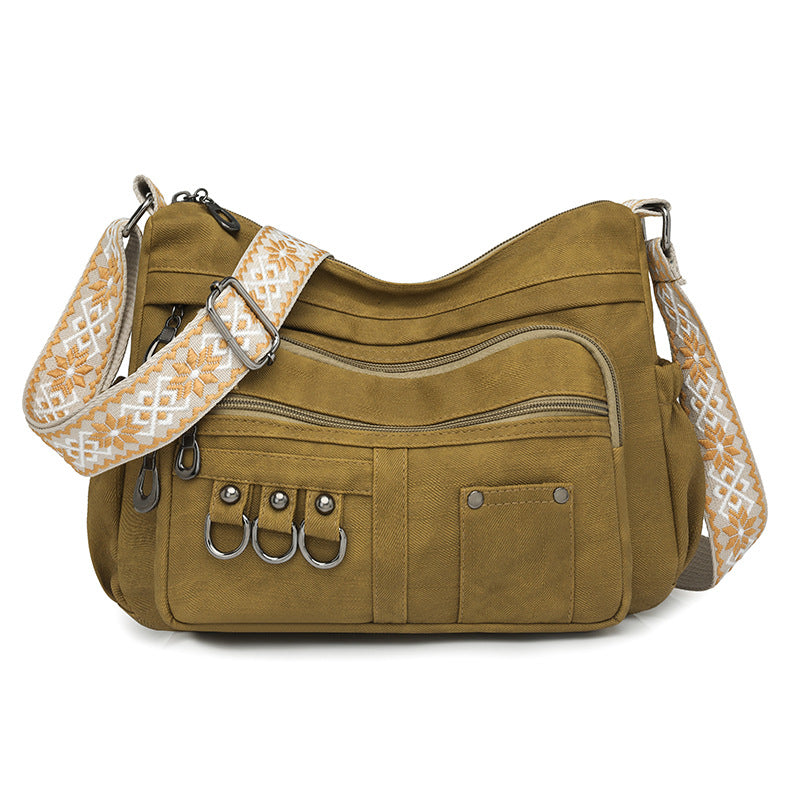Women’s Lightweight Shoulder Bag – Vintage Multi-Pocket Crossbody Purse
