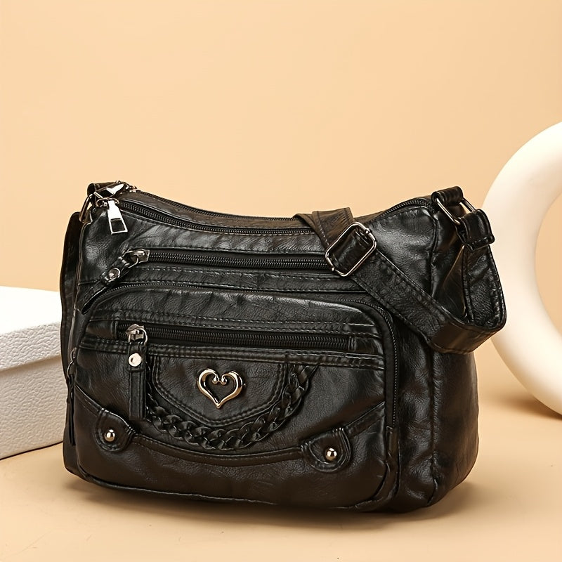 Women’s Vintage Multi-Pocket Crossbody Bag – Large Capacity Everyday Purse