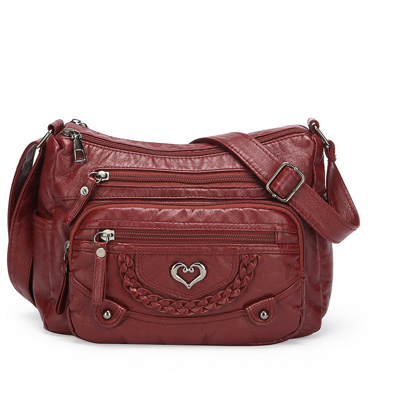 Women’s Multi-Zip Shoulder Bag – Lightweight Large Capacity Handbag