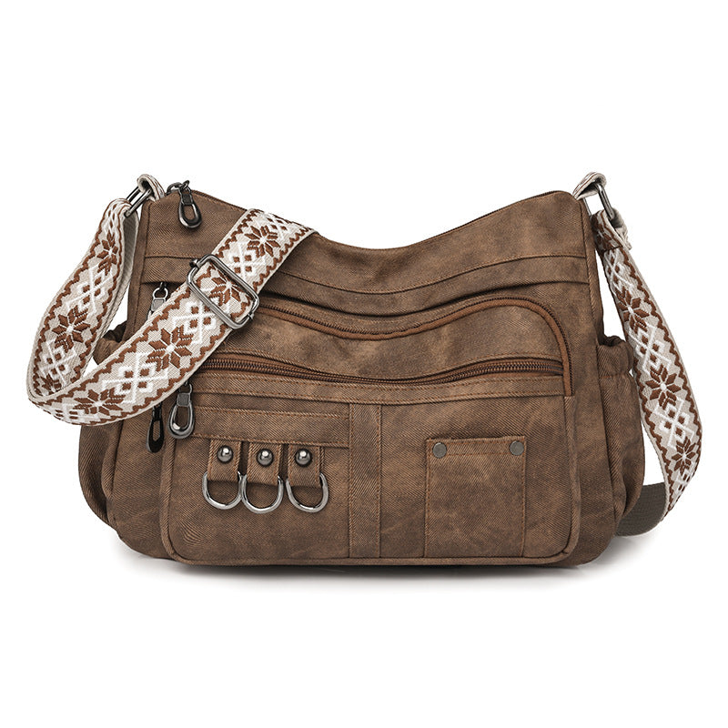 Women’s Lightweight Shoulder Bag – Vintage Multi-Pocket Crossbody Purse