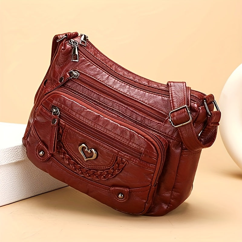 Women’s Multi-Zip Shoulder Bag – Lightweight Large Capacity Handbag
