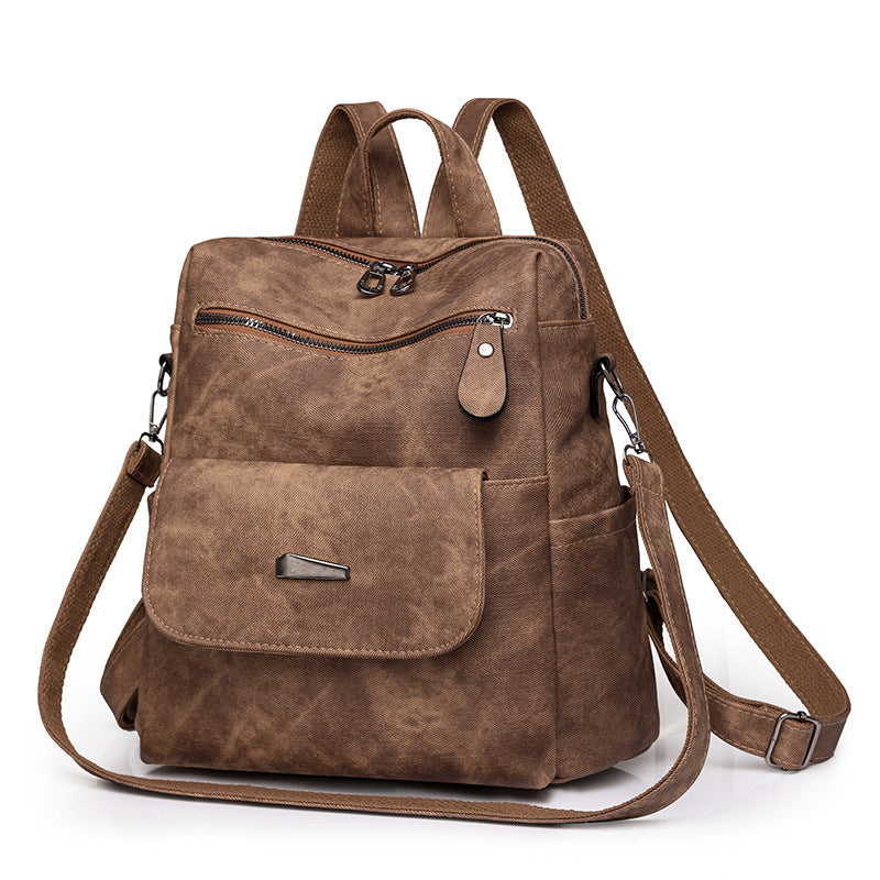 Vintage Leather Convertible Backpack Purse – Large Capacity Anti-Theft Travel Handbag