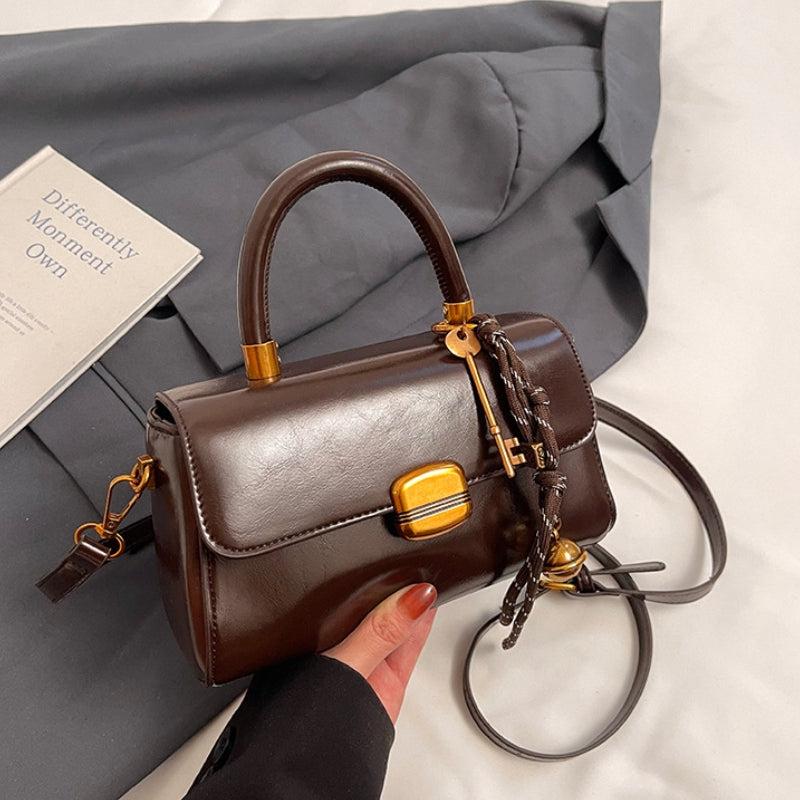 Women’s Vintage Mini Handbag – Elegant Burgundy Top Handle Crossbody Purse