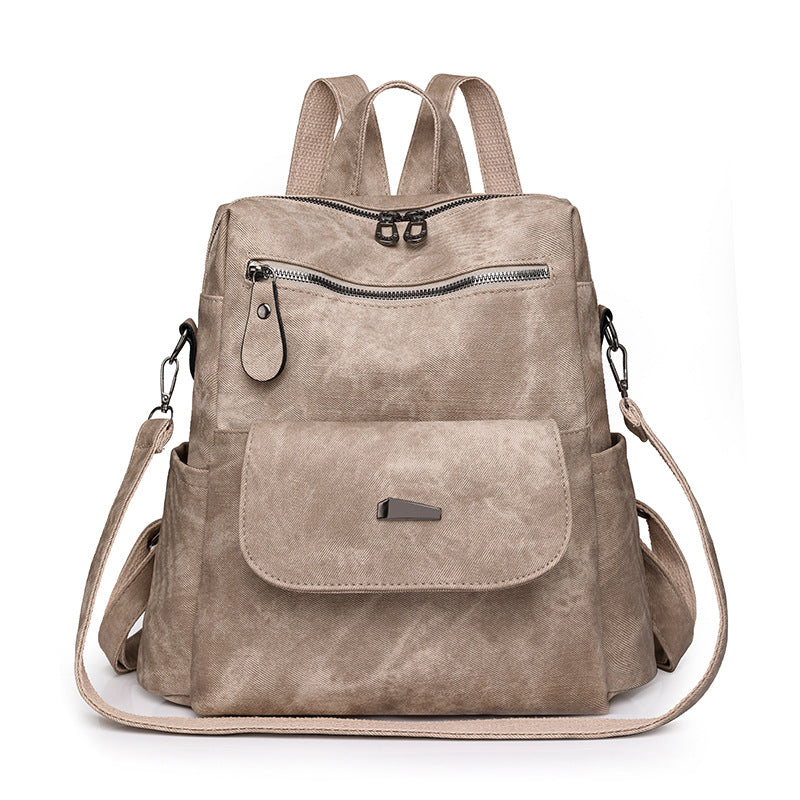 Vintage Leather Convertible Backpack Purse – Large Capacity Anti-Theft Travel Handbag