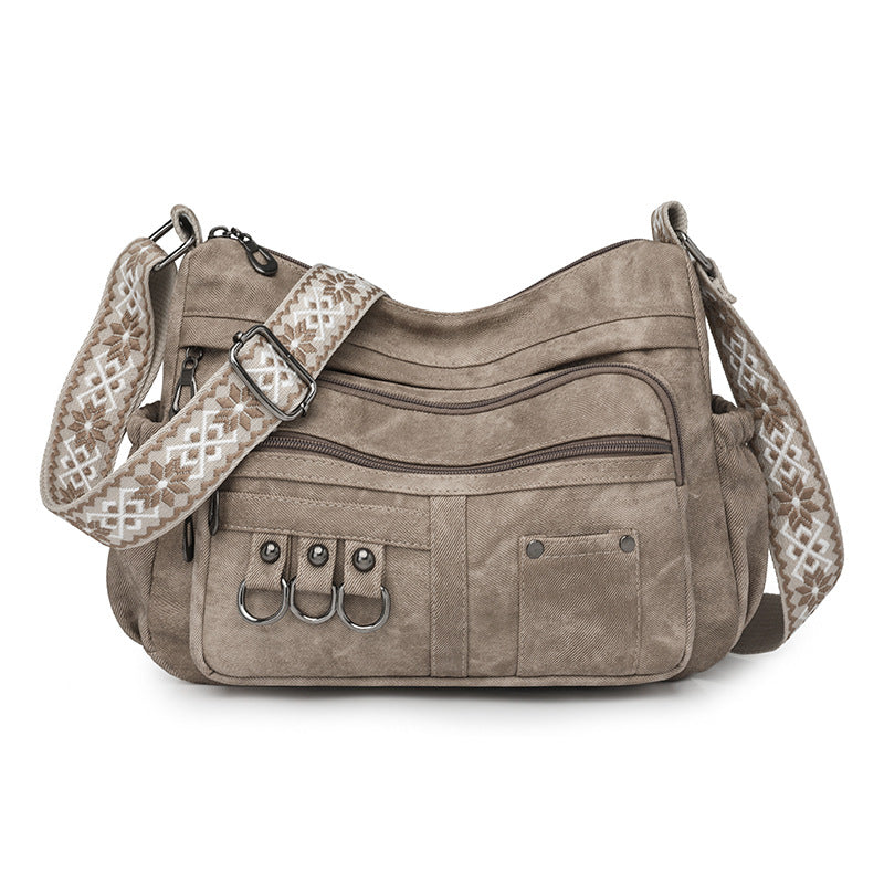 Women’s Lightweight Shoulder Bag – Vintage Multi-Pocket Crossbody Purse