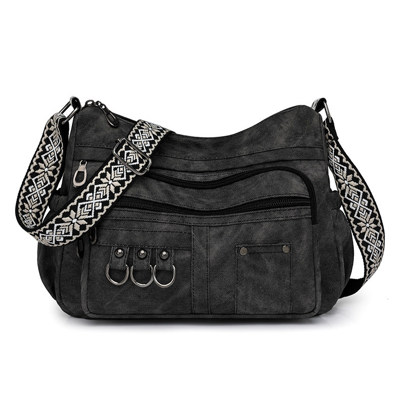 Women’s Lightweight Shoulder Bag – Vintage Multi-Pocket Crossbody Purse