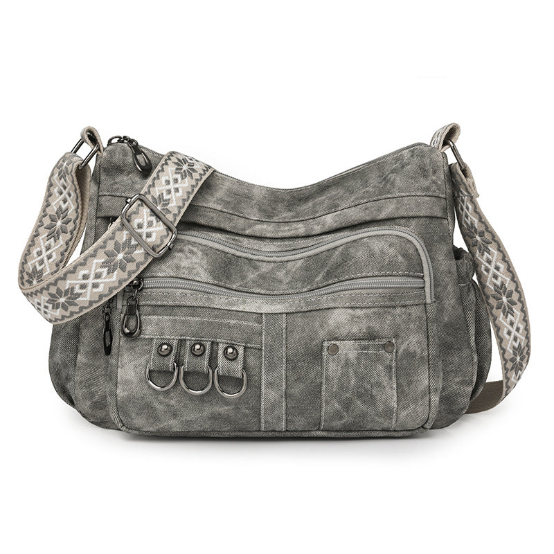 Women’s Lightweight Shoulder Bag – Vintage Multi-Pocket Crossbody Purse